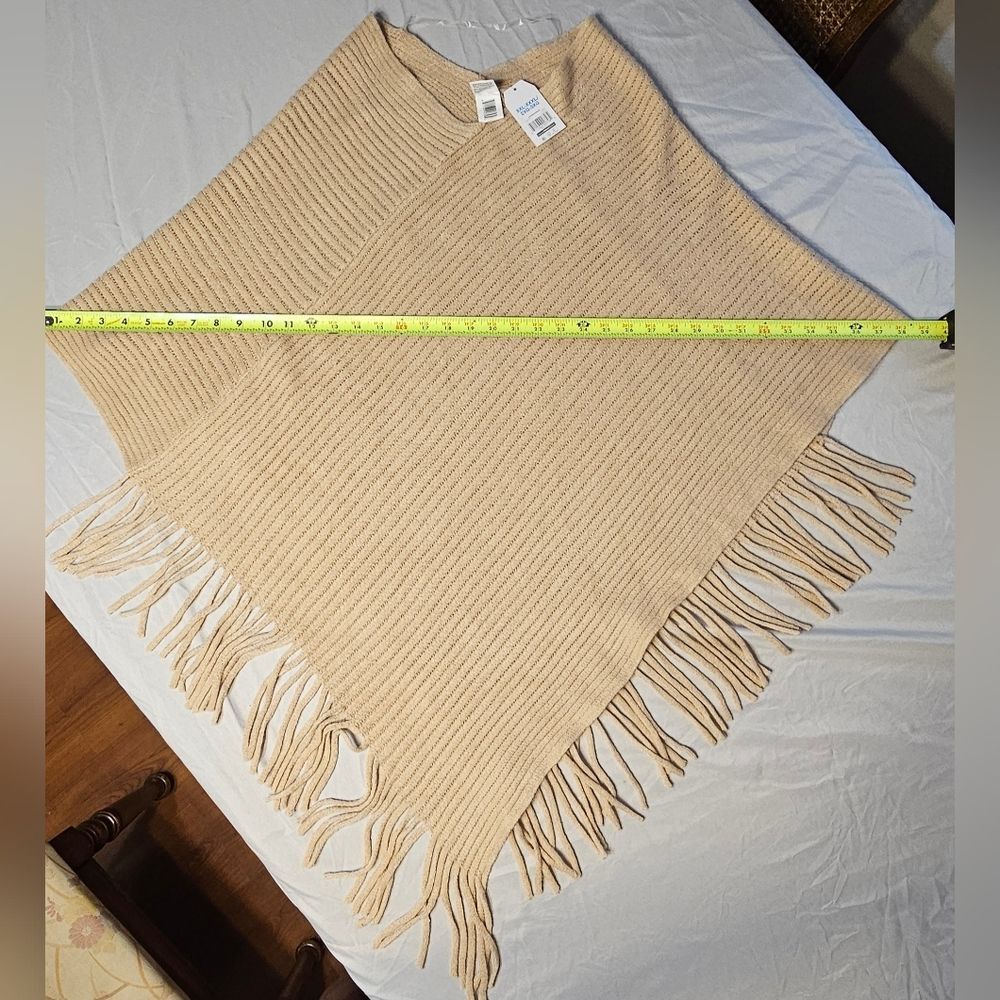 Time & Tru NWT Women's XXL-XXXL, Boho,Cottagecore, Ribbed Fringe Poncho Comfy - Picture 8 of 12